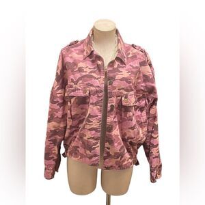Trendy Vibes: Pink Army Fatigue Cargo Crop Jacket